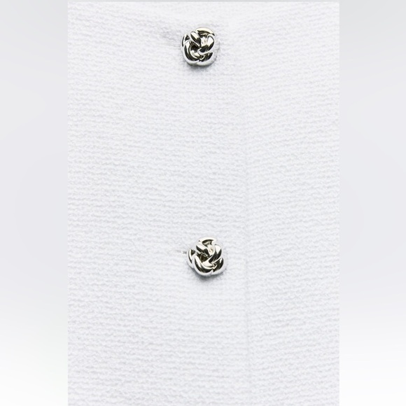 New ZARA Textured Round Collar Blazer With Shoulder Pads - Picture 5 of 10